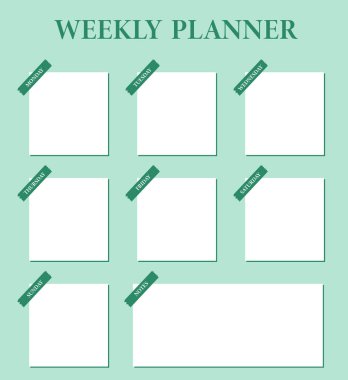 Weekly planner for schedule, plans, goals and notes.