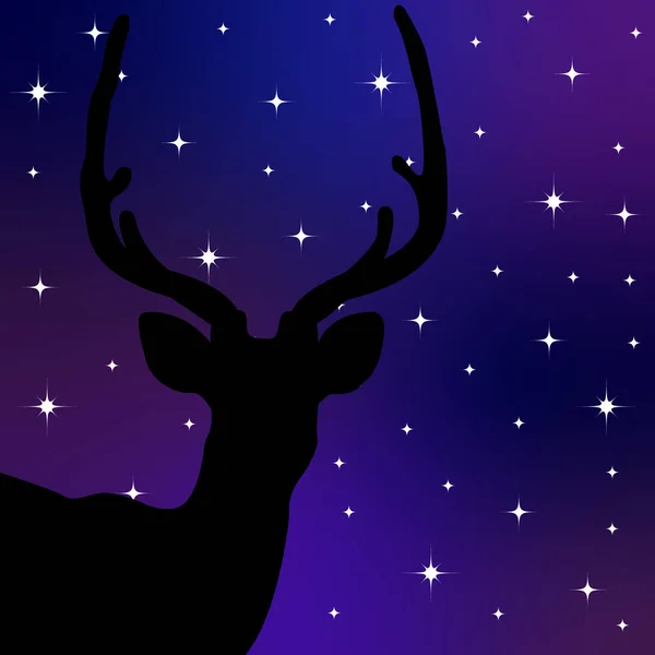 Deer Background Starry Sky Night Shadow Deer — Stock Vector