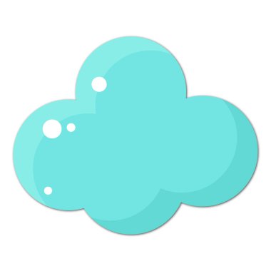 Açık mavi bulutlar, gölgeler ve parlaklıklar. Beyaz arkaplanda vektör illüstrasyonu.