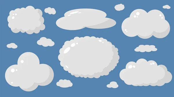 Conjunto Nuvens Cinzentas Nuvens Diferentes Vetor — Vetor de Stock
