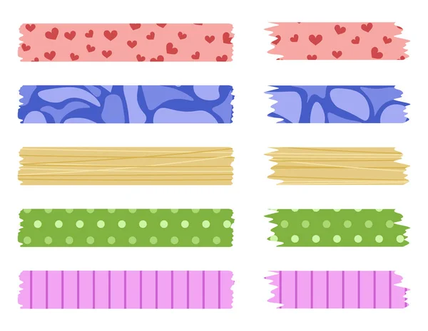 カラフルな和紙テープのセット ベクトルのパターンを持つ和紙テープコレクション スクラップブック用装飾テープの一部 — ストックベクタ