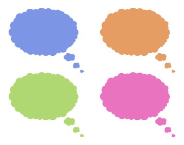 Konuşma baloncukları bulutları. Renkli vektör sohbet baloncukları