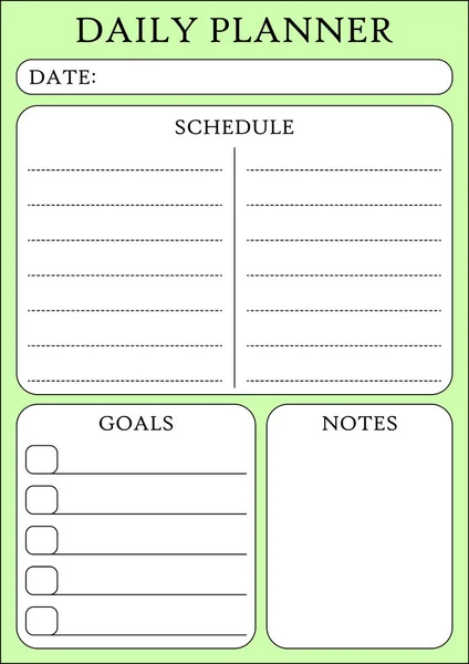 Daily Planner Every Day Today Schedule Goals — Stock Vector