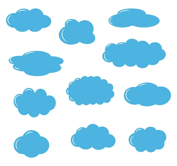 Conjunto Nuvens Azuis Ilustração Vetorial — Vetor de Stock