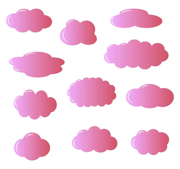 Набор Розовых Облаков Векторная Иллюстрация — стоковый вектор