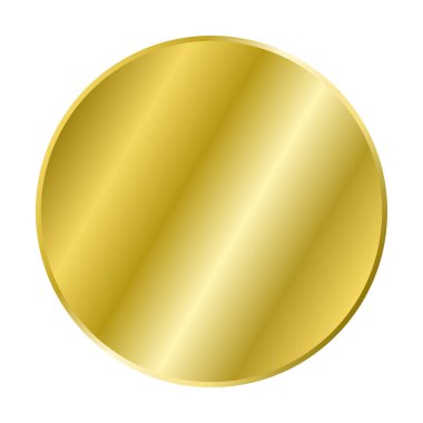Altın çember. Beyaz üzerine izole edilmiş altın sikke. Vektör düğmesi