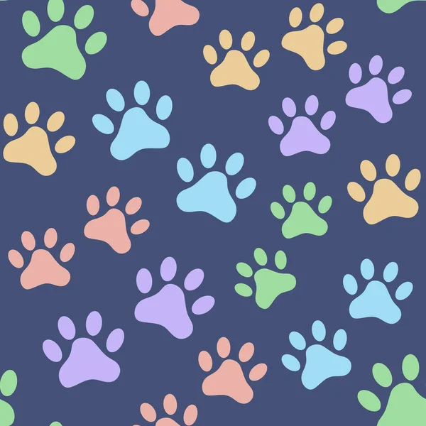 Seamless Pattern Cats Vector Background Paws Color — Stock Vector