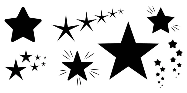 Bir dizi siyah yıldız. Vektör simgeleri