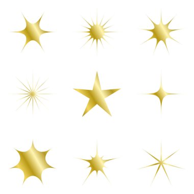 Bir dizi altın yıldız. Altın vektör simgeleri