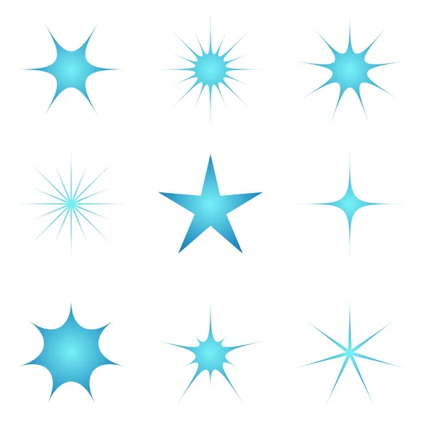Conjunto Estrelas Azuis Ícones Estrela Vetor — Vetor de Stock