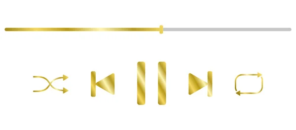 音楽プレーヤーベクトル 音楽アプリのための黄金のメディアプレーヤーボタン — ストックベクタ