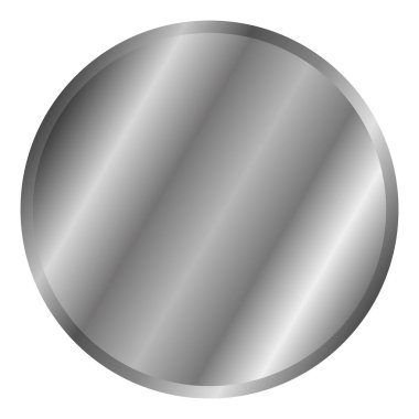 Beyaz üzerine metal düğme. Gümüş daire vektör olarak. Ayna