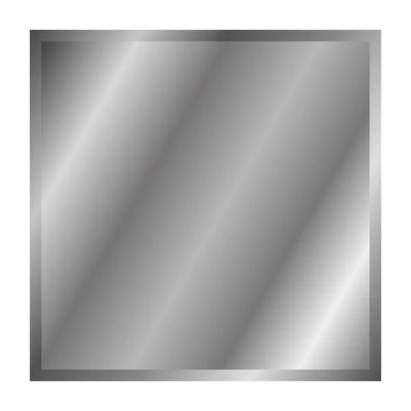 Металлическая Кнопка Белом Серебряный Квадрат Вектор Зеркало — стоковый вектор