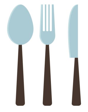 Çatal bıçak takımı vektör. Kaşık, çatal ve bıçak. Restoranlar, kafe, mutfak için gösteriş.