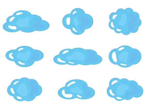 Conjunto Nuvens Azuis Com Reflexos Vector Conjunto Ícones Meteorológicos — Vetor de Stock