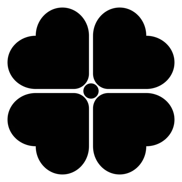 Vektör olarak siyah yonca simgesi. İyi şansın sembolü. Dört yaprak yoncası izole edildi