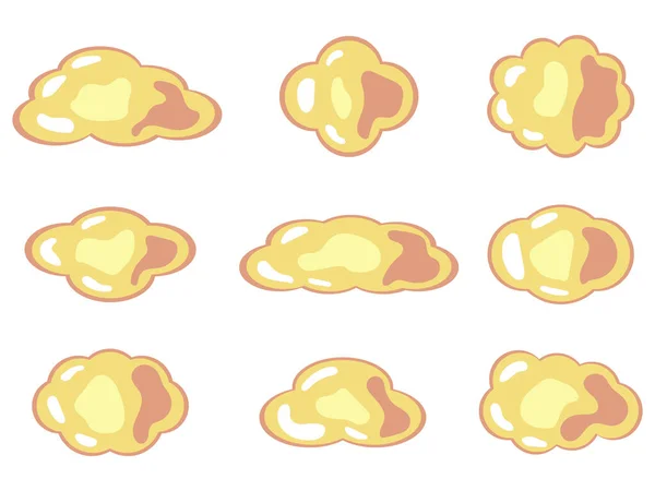 Gelbe Wolken Mit Reflexionen Vektor Wettersymbole Gesetzt — Stockvektor