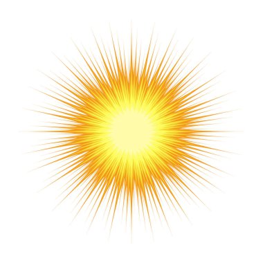 Sarı güneş vektör çizimi. Güneş ikonu. Soyut güneş arkaplanı