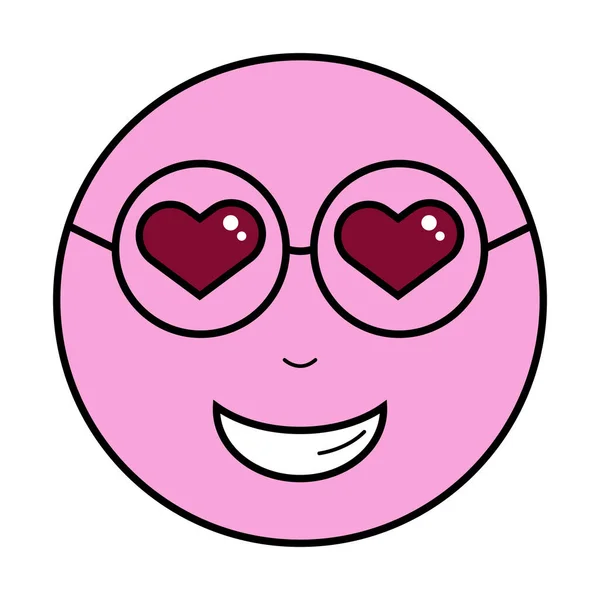 Χαρούμενο Χαμογελαστό Πρόσωπο Ροζ Χαρούμενο Emoji Μάτια Καρδιάς Και Χαμογελαστό — Διανυσματικό Αρχείο