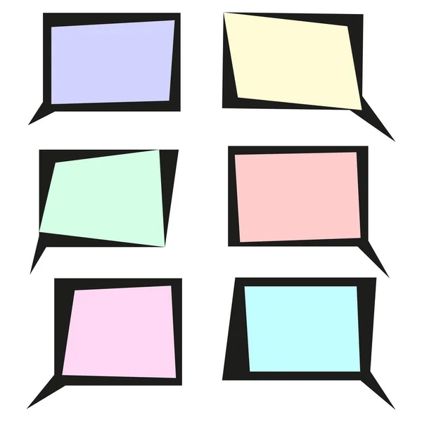 Quadratische Sprechblasen Rahmenset Vektor Symbole Farbe — Stockvektor