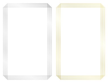 Altın ve gümüş çerçeveler. Vektör çerçevesi beyaza izole edildi