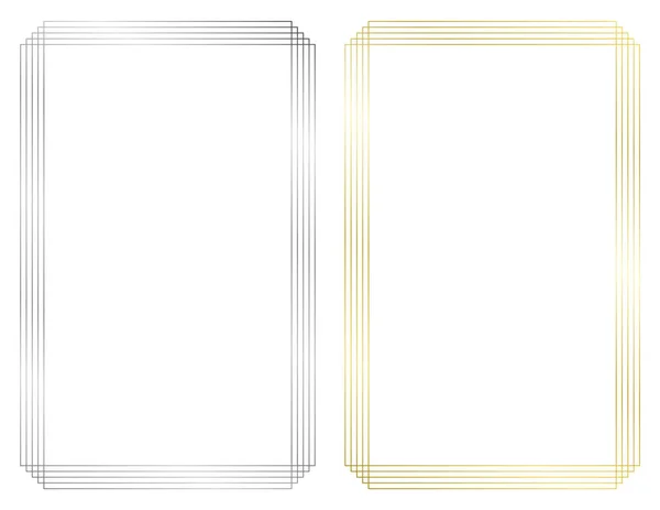 一套金银相间的相框 在白色上孤立的矢量框架 — 图库矢量图片