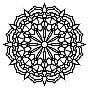 Vektör mandala. Dantel desenli. Süslü, yuvarlak bir süs. Soyut illüstrasyon. Kar Tanesi