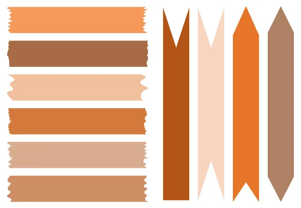Zestaw Pomarańczowych Brązowych Taśm Washi Kolekcja Taśm Washi Wzorem Wektorowym — Wektor stockowy