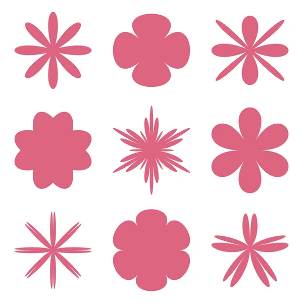 ピンクの花のセット 花のアイコン ベクトルイラスト — ストックベクタ