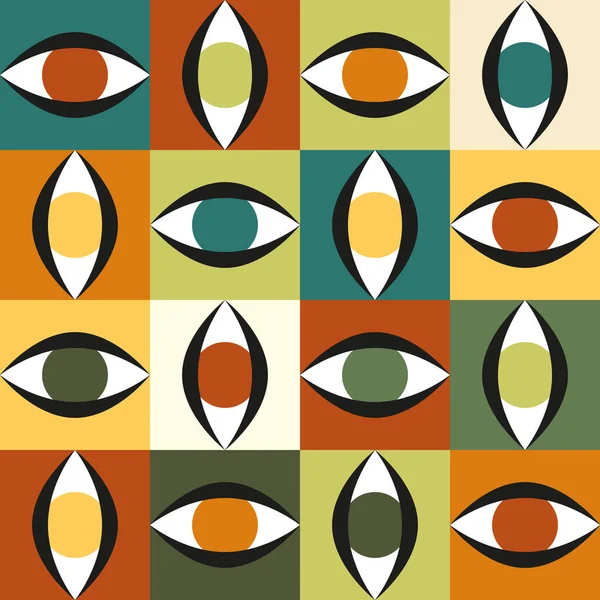 Fundo Colorido Abstrato Com Olhos Padrão Sem Costura Ilustração Vetorial —  Vetores de Stock