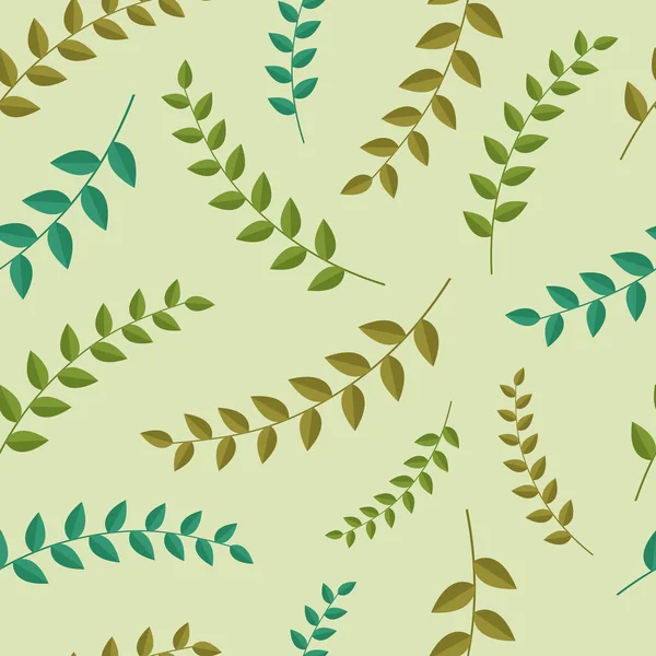 葉が付いているシームレスなパターン 枝と葉のベクトルイラスト 秋の緑の背景 植物のハーバリウム ポストカード — ストックベクタ