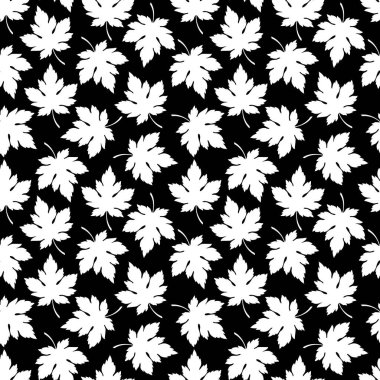 Akçaağaç yapraklı kusursuz desen. Sonbahar arkaplanı. Maydanozun vektör çizimi, yeşiller. Bitkilerden oluşan bir bitki. Kartpostal