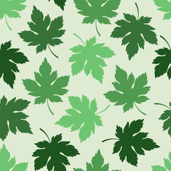 Бесшовный Рисунок Зелеными Листьями Клена Осенний Фон Векторная Иллюстрация Петрушки — стоковый вектор