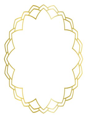 Beyaza izole edilmiş süslemeli altın çerçeve. Altın yıldız çerçevesi. Vektör