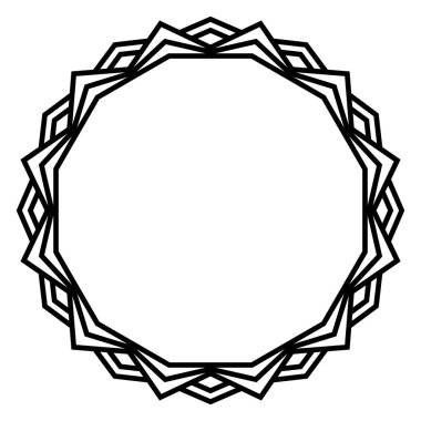 Süslü siyah çerçeve beyaza izole edilmiş. Vektör