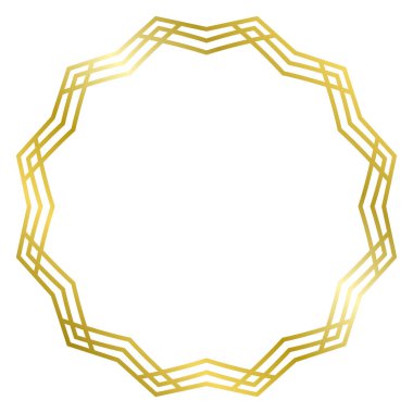 Beyaza izole edilmiş süslemeli altın çerçeve. Altın yıldız çerçevesi. Vektör