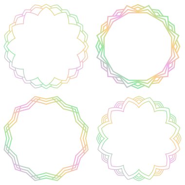 Beyazda izole edilmiş renkli çerçeveler. Vektör