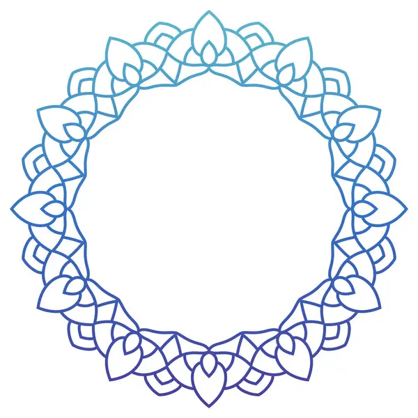 Рамка Квітковим Орнаментом Ізольована Білому Векторний Лавровий Вінок Синій Градієнт — стоковий вектор