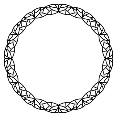 Süslü siyah çerçeve beyaza izole edilmiş. Vektör defne çelengi