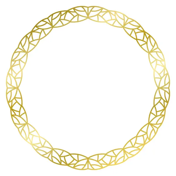 Moldura Dourada Com Ornamento Floral Isolado Branco Vector Grinalda Loureiro — Vetor de Stock