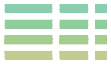 Washi kaset koleksiyonu vektör olarak. Albümler için dekoratif kaset parçaları. Renkli yeşil kurdeleler. Kağıt notlar
