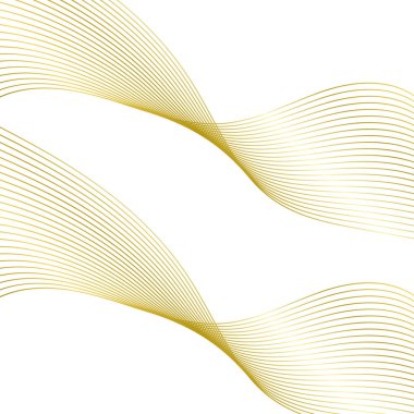 Çizgilerle soyut arkaplan. Altın dalgalı vektör arkaplan. Müzik albümü, poster, kart, reklam için arka plan. Beyaz ve altın