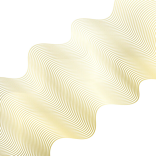 Abstract background with lines. Vector background with golden waves. Background for music album, poster, card, advertisement. White and gold