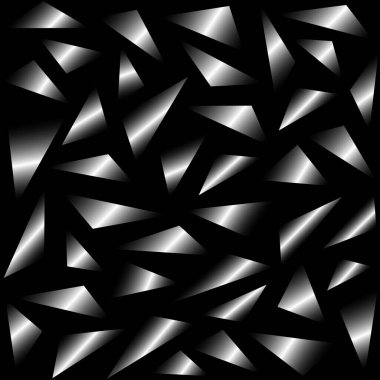 Üçgenli soyut arkaplan. Vektör siyah desen. Cam, kristal elementler