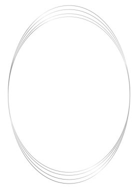 Gümüş metal oval çerçeve beyaza izole edilmiş. Fotoğraf için vektör çerçevesi. Metin, sertifika, resim, diploma çerçevesi