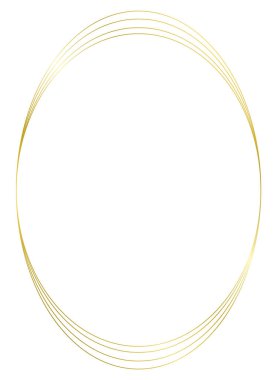 Altın metal oval çerçeve beyaza izole edilmiş. Fotoğraf için vektör çerçevesi. Metin, sertifika, resim, diploma çerçevesi