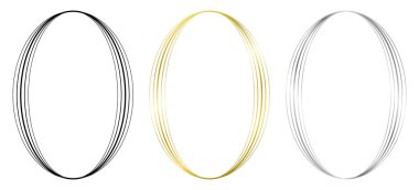 Beyaza izole edilmiş siyah, altın ve gümüş çerçeveler. Metin, sertifika, resim, diploma, davet için çerçeve