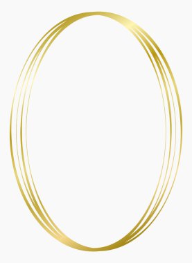 Altın metal oval çerçeve beyaza izole edilmiş. Fotoğraf için vektör çerçevesi. Metin, sertifika, resim, diploma çerçevesi