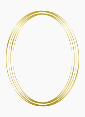 Altın metal oval çerçeve beyaza izole edilmiş. Fotoğraf için vektör çerçevesi. Metin, sertifika, resim, diploma çerçevesi