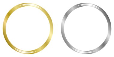 Altın ve gümüş çerçeveler. Vektör çerçevesi beyaza izole edildi. Metin, sertifika, resim, diploma, davet için çerçeve